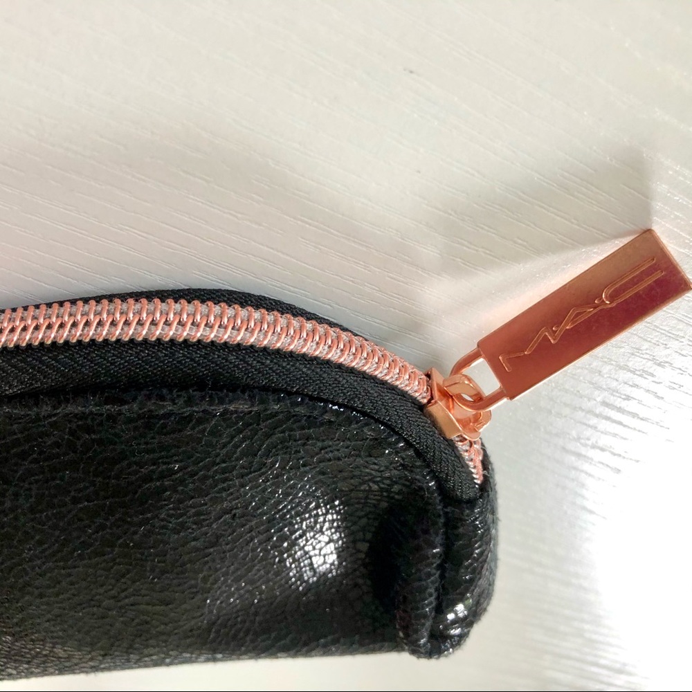 MAC rose gold & black bag Faux suede Zip cosmetic bag
